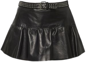 Mini Belted Leather Skirt PNG