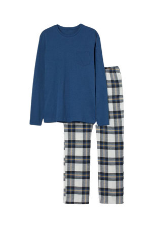 Regular Fit Pajamas - Blue/plaid - Men | H&M US