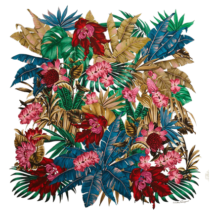 Salvatore Ferragamo Jungle Theme Printed Silk Scarf