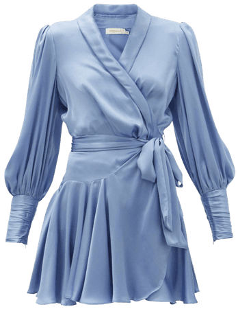 zimmerman blue wrap satin dress