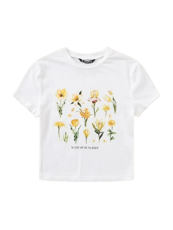 Plus Floral & Letter Graphic Tee | SHEIN USA