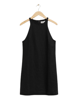 Linen A-Line Dress - Black - Mini dresses - & Other Stories US
