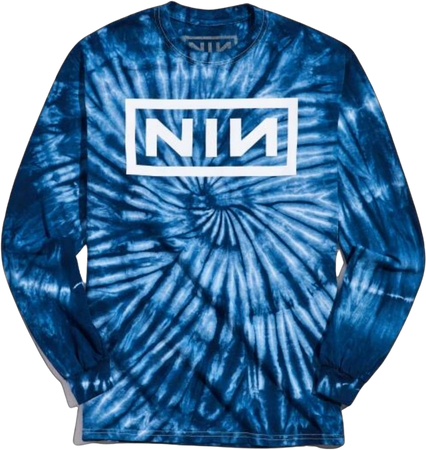 blue tie dye NIN Nine Inch Nails shirt top long sleeve