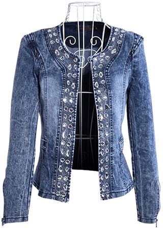 Feminino Fashion Women Diamonds Denim Jacket Coat Ladies Jacket Tops Slim Jeans Top Plus Size Blazer at Amazon Women's Coats Shop