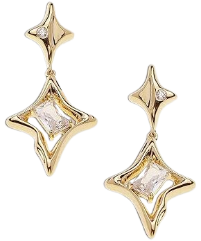 Amazon.com: Sonateomber Gold Star Drop Dangle Earrings for Women Girls - Unique Sparkly Cubic Zirconia Crystal Four Pointed Star Dangling Hypoallergenic Stud Fashion Prom Jewelry Gifts: Clothing, Shoes & Jewelry