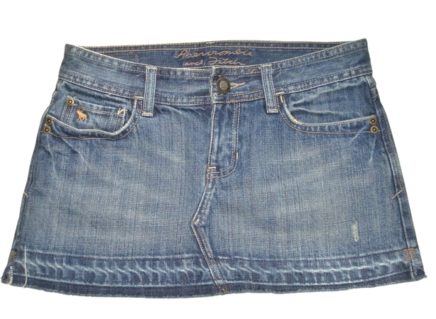Abercrombie & Fitch Size 0 Jean Mini Skirt Distressed Denim Frayed Hem Y2K 2000 | eBay