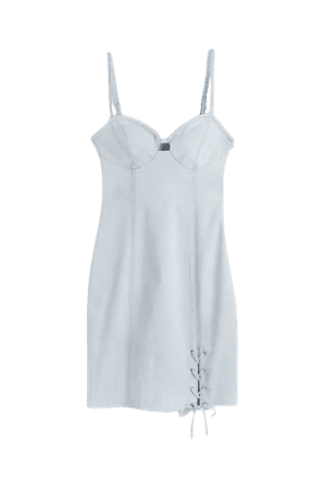 Lacing-detail Denim Dress - Light denim blue - Ladies | H&M US
