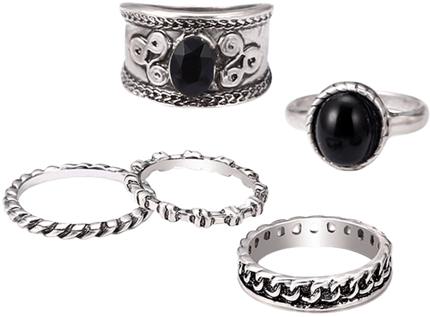 5pcs Women Men Antique Ring Set Gothic Punk Ring Kit for Hands Finger Decoration (Antique Silver)-in Rings from Jewelry & Accessories on Aliexpress.com | Alibaba Group