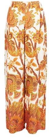 Batik Border Floral Palazzo Woven Trouser | Karen Millen