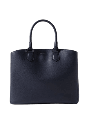 Luna Textured-leather Tote - Navy