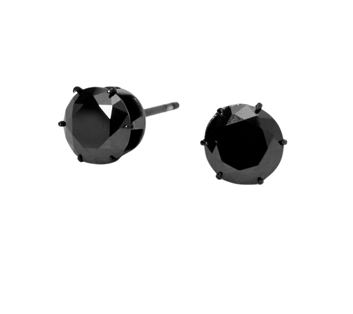 C LUXE by Claire's Black Titanium Cubic Zirconia 7MM Round Stud Earrings | Claire's US