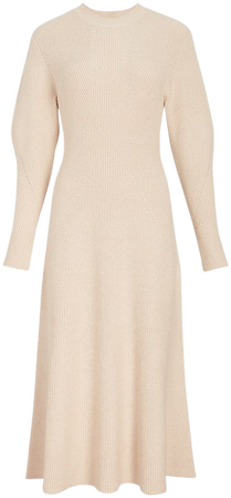 Ribbed Mock Neck Long Sleeve Midi Sweater Dress | Express