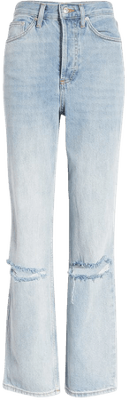 Topshop Kort Bleach Rip Straight Leg Jeans | Nordstrom