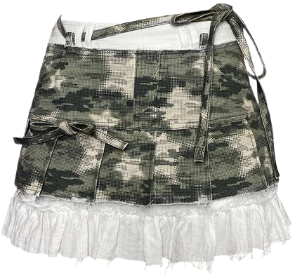 Lace Short Camouflage Ribbon Skirt CFIERCE – ARCANA ARCHIVE
