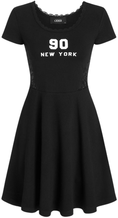 90 NEW YORK Lace Patchy Ruffle Mini Dress - Cider