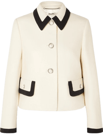 Miu Miu | Faux pearl-embellished wool-crepe jacket | NET-A-PORTER.COM