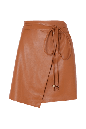 Camel Sekoya vegan leather wrap mini skirt | Nanushka | NET-A-PORTER