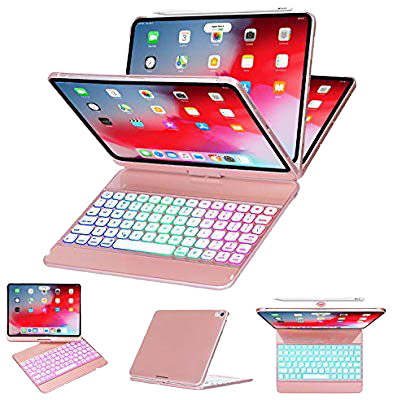 Amazon.com: iPad Pro 11 Case with Keyboard 2018-360 Rotatable - Wireless/BT - Backlit 17 Color - Auto Sleep Wake - Thin & Light - iPad Case with Keyboard【Support Apple Pencil 2nd Gen Charging】: Computers & Accessories