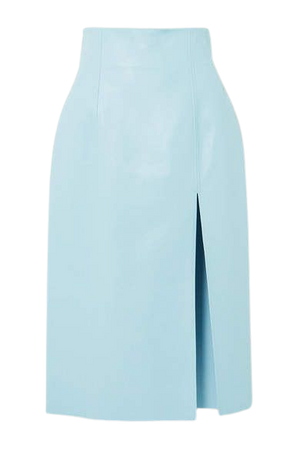 Fonda Leather Pencil Skirt - Sky blue