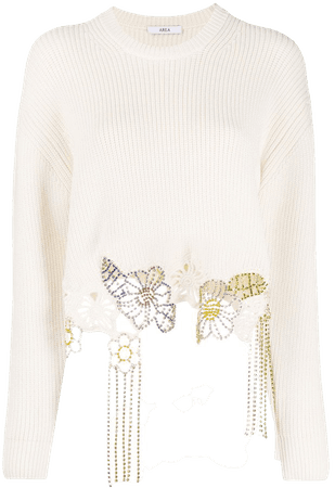 AREA crystal-embellished Knitted Jumper - Farfetch