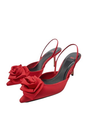 Zara red rose sling backs