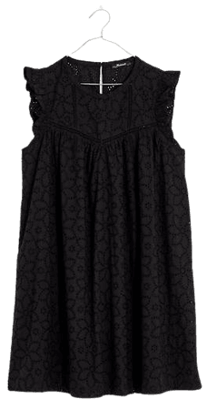 Eyelet Ruffle-Sleeve Mini Dress
