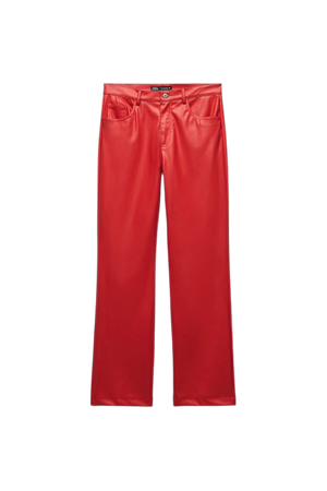 FULL LENGTH FAUX LEATHER PANTS - Bright red | ZARA United States