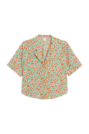 Floral boxy button-up blouse - Floral - Monki WW