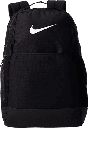 Nike Brasilia Medium Training Backpack, Nike Backpack for Women and Menwith Secure Storage & Water Resistant Coating, Black/Black/White