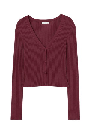 Rib-knit Cardigan - Dark red - Ladies | H&M US