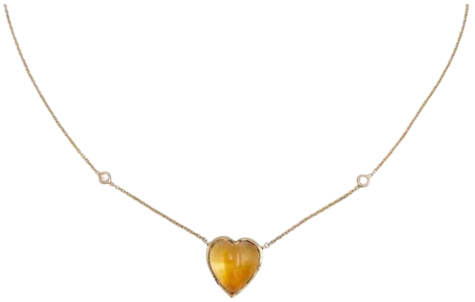 Rossella Ugolini Citrine Love Heart 18K Gold Diamonds Necklace For Sale at 1stDibs