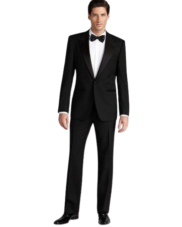 Hugo Boss Black Suit, Black 'Cary Grant' Peak Lapel Tuxedo ($915) ❤ liked on Polyvore featuring mens, men's cloth… | Black suit wedding, Tuxedo for men, Black suits