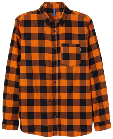 orange plaid shirt