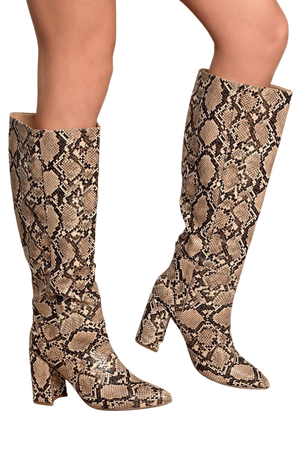 Snake Boots - Boots For Women - Slip-On Boots - Knee Boots - Lulus