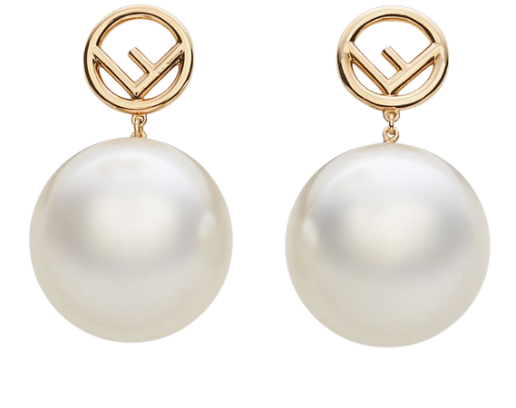 Gold-color earrings - RIBBONS & PEARLS EARRINGS | Fendi