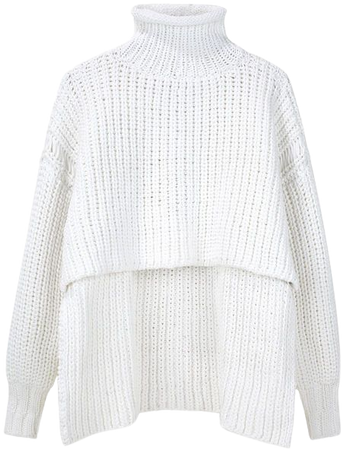 White Knitted Long Sleeve Sweater