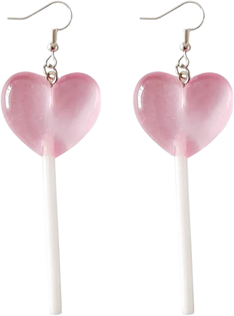 Pink Heart Lollipop Earrings Cute Candy Dangle Earrings