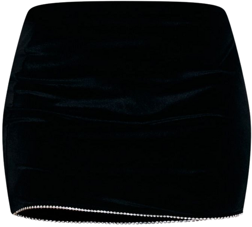 Black Velvet Diamante Curved Hem Mini Skirt | PrettyLittleThing USA