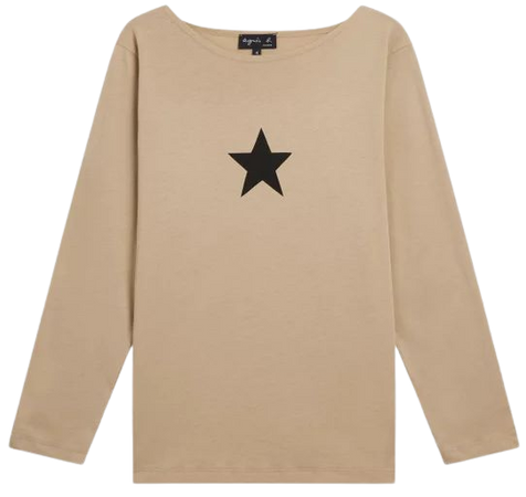 beige New Bow long sleeve t-shirt star | agnès b.