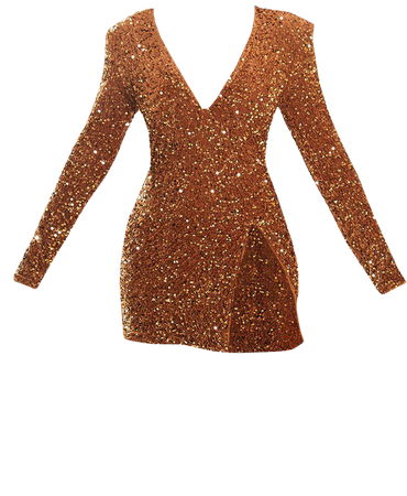 Gold Sequin Shoulder Pad Deep Plunge Detail Bodycon Dress - Short Dresses - Dresses - Women's Clothing | PrettyLittleThing USA