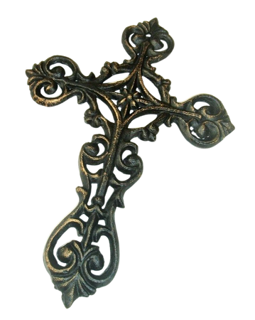 Metal Wall Cross Rustic Black Gold Distressed ornate religious home decor 8.5" | eBay
