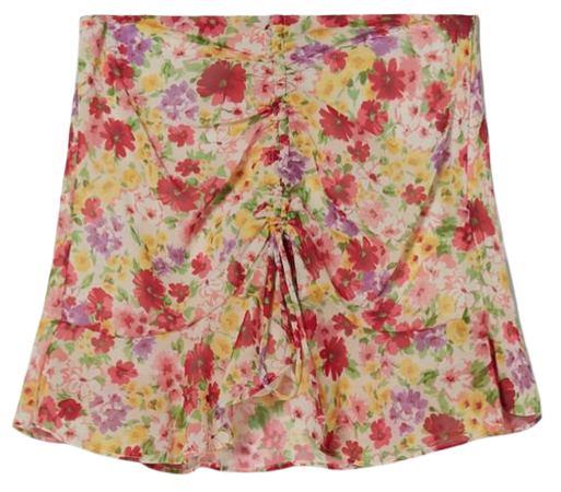 Printed faux chiffon mini skirt with shirring - Skirts - Woman | Bershka