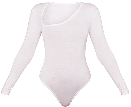 Cream Asymmetrical Jersey Thong Bodysuit | PrettyLittleThing USA