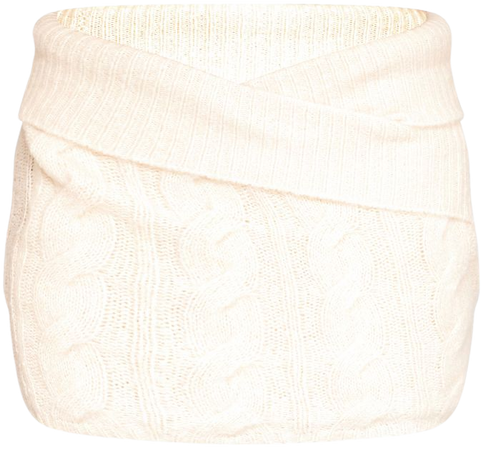Oatmeal Folodver Detail V Front Mini Skirt | PrettyLittleThing