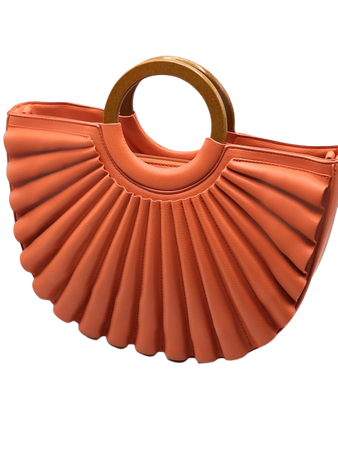 orange Pleated Tote Bag