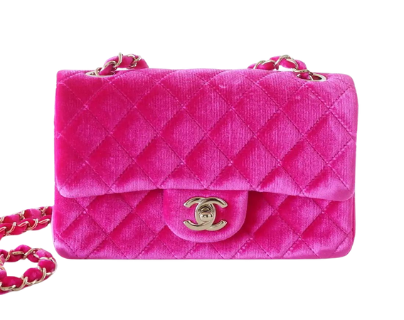 CHANEL bag mini rectangular velvet Fuchsia pink gold hardware at 1stDibs | pink velvet chanel bag, fuchsia pink chanel bag, pink velvet purse