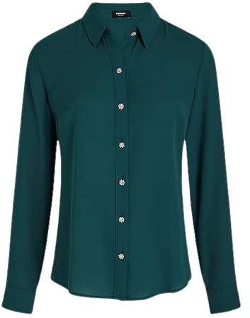 Relaxed Rhinestone Button Portofino Shirt | Express