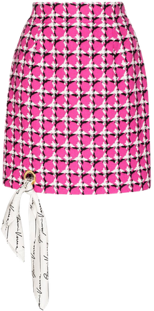 Versace Scarf-Detailed Houndstooth Silk Mini Skirt Ss20 | Farfetch.com