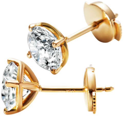 3ct Solitaire Traceable Diamond Ear Studs in 18k Yellow Gold