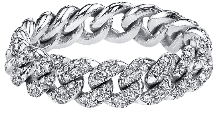 18k White Gold Mini Pave Diamond Link Ring By Shay | Moda Operandi